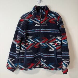 Ariat Women's Chimayo Fleece Jacket Full Zip Southwest Sherpa Blue Red Large